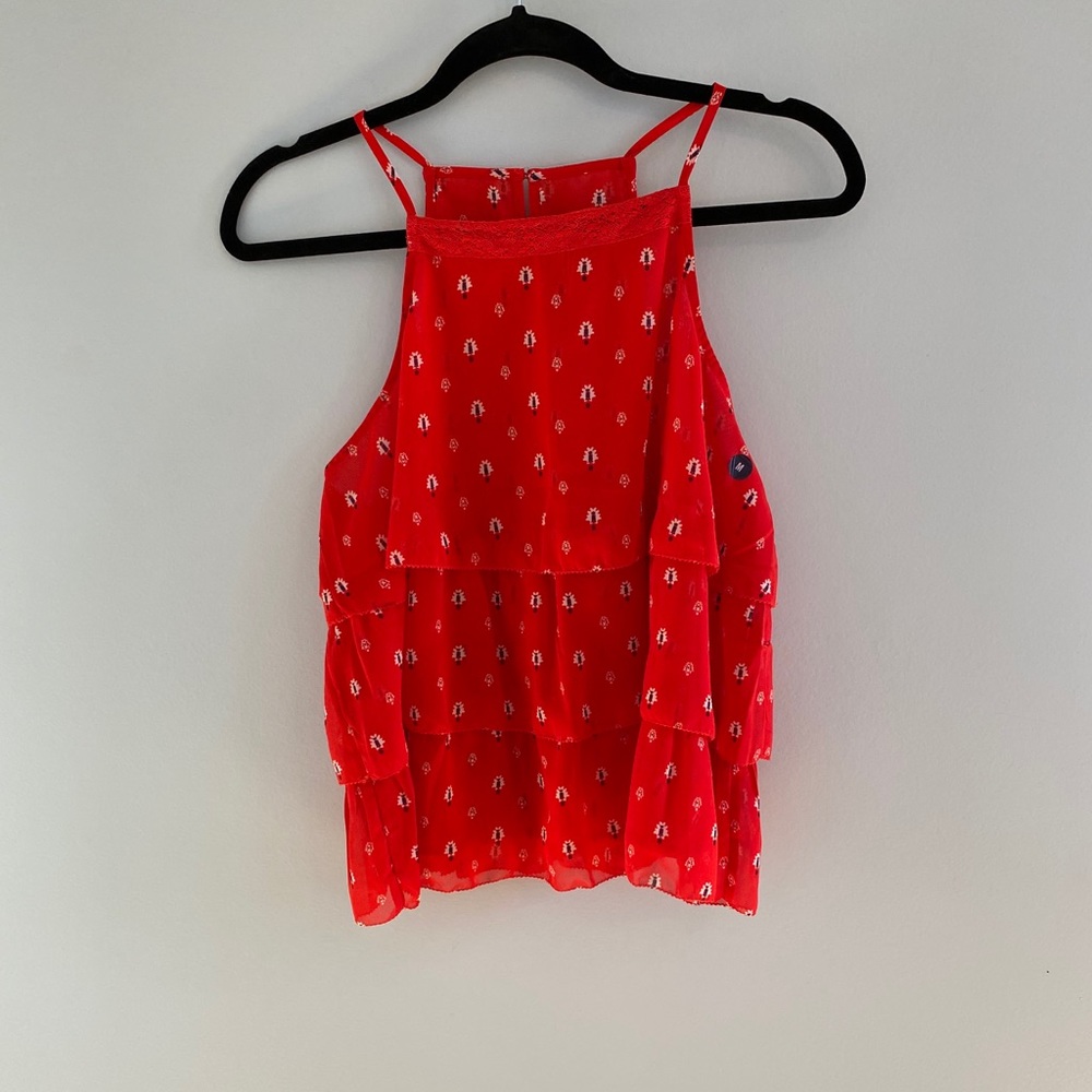 NWT Abercrombie & Fitch Red Ruffle Tank Top